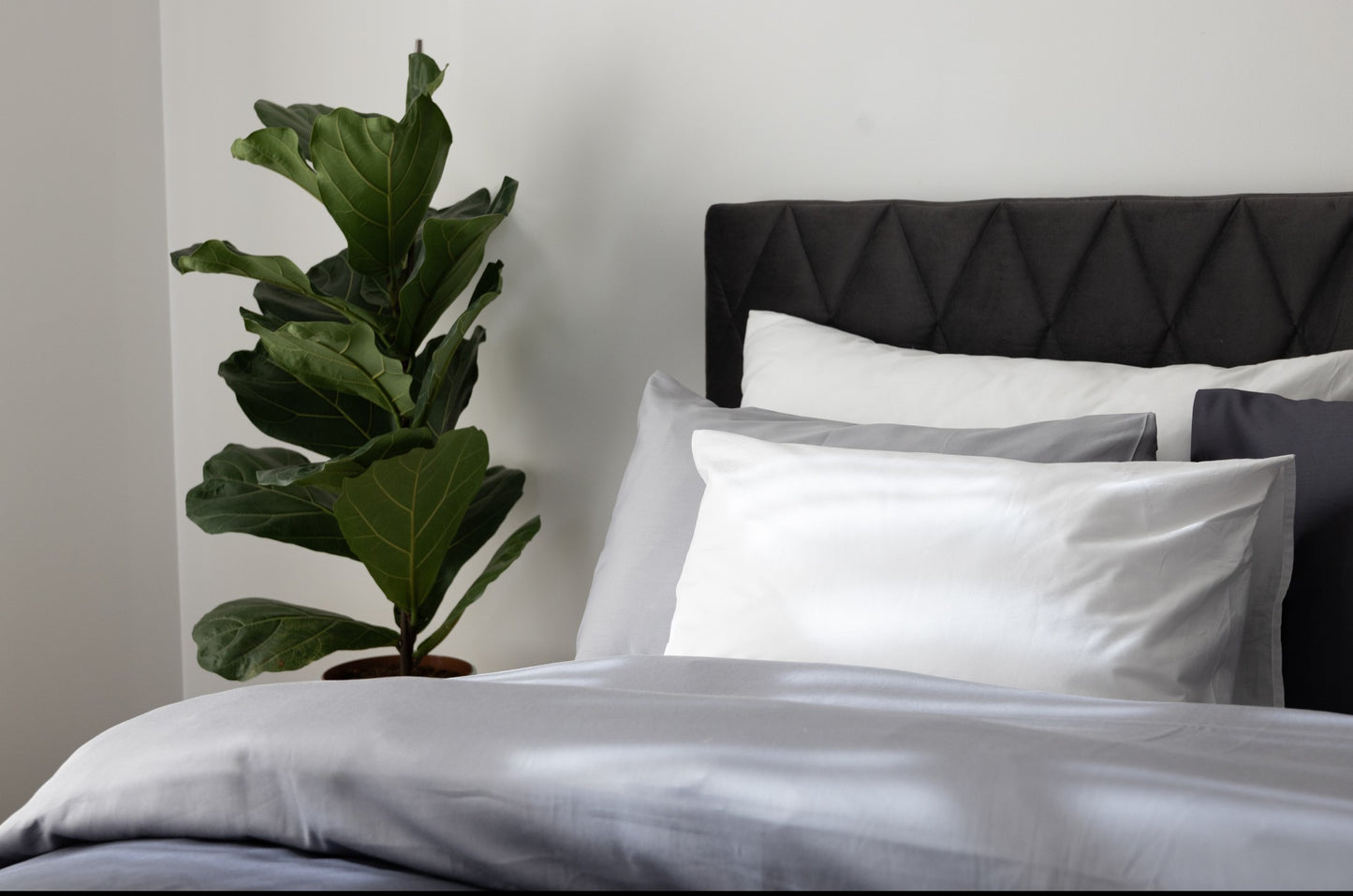 PHB Silky Satin patalynės komplektas Light Grey 150x210/50x60