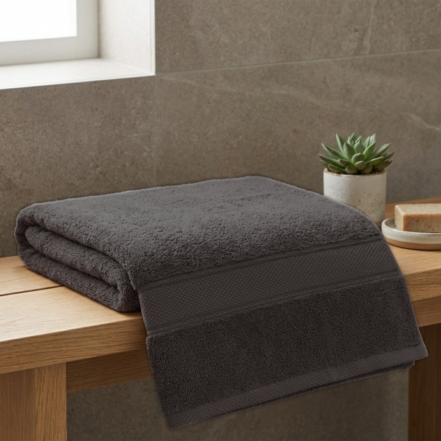 TERRY TOWEL 100X180 100% COTTON GSM 600 DARK GREY