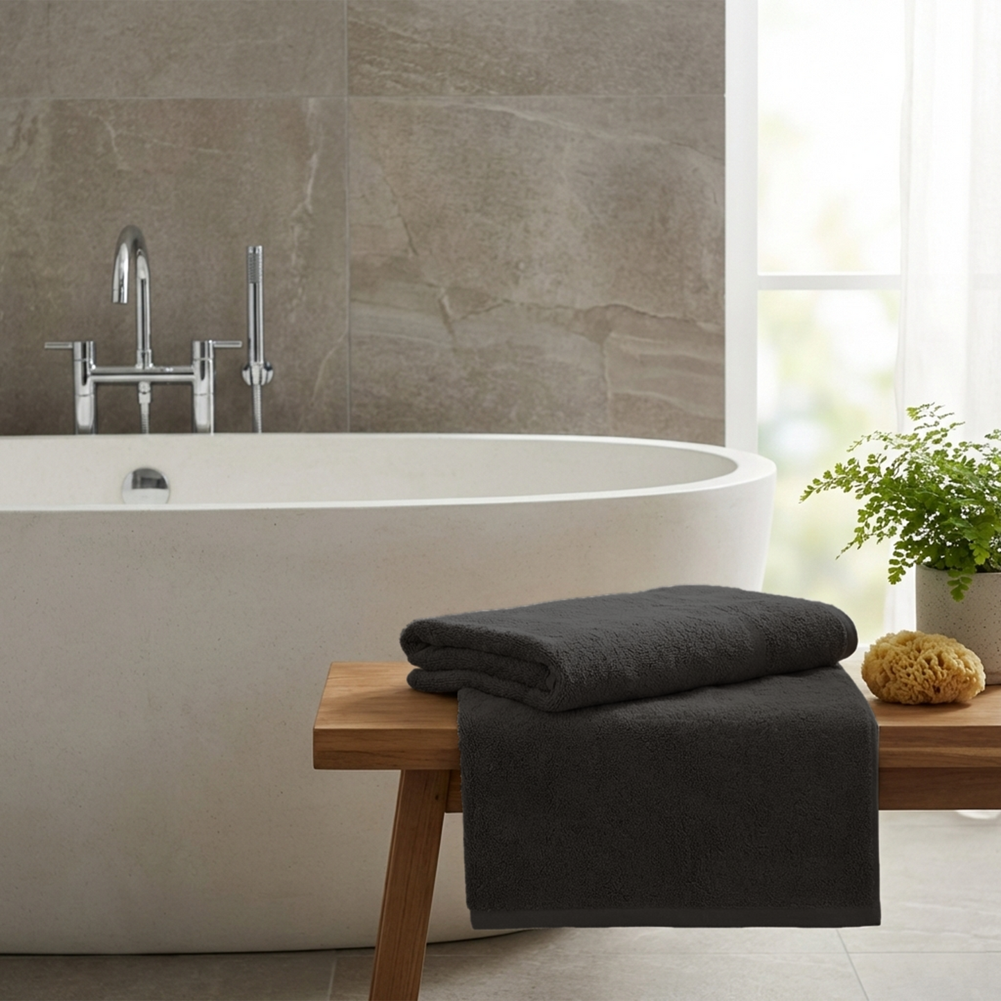 Frotinis rankšluostis 100×150 medvilnė 800gsm tamsiai pilkas