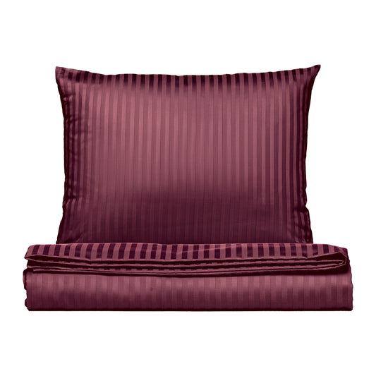 PHB Silky Satin triipsatiinist voodipesukomplekt Burgundy 220x240/50x70x2