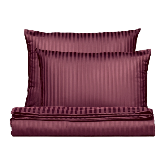 PHB zīdaini satīna gultas veļas komplekts svītrains Burgundy 220x240/50x70x2