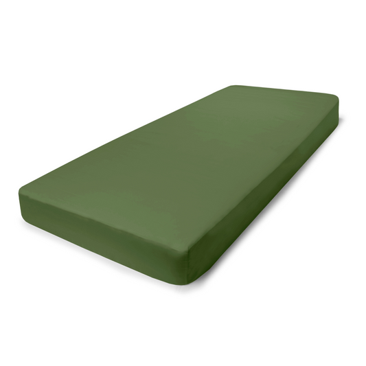 PHB Silky Satin Fitted sheet Moss Green 120x200x25