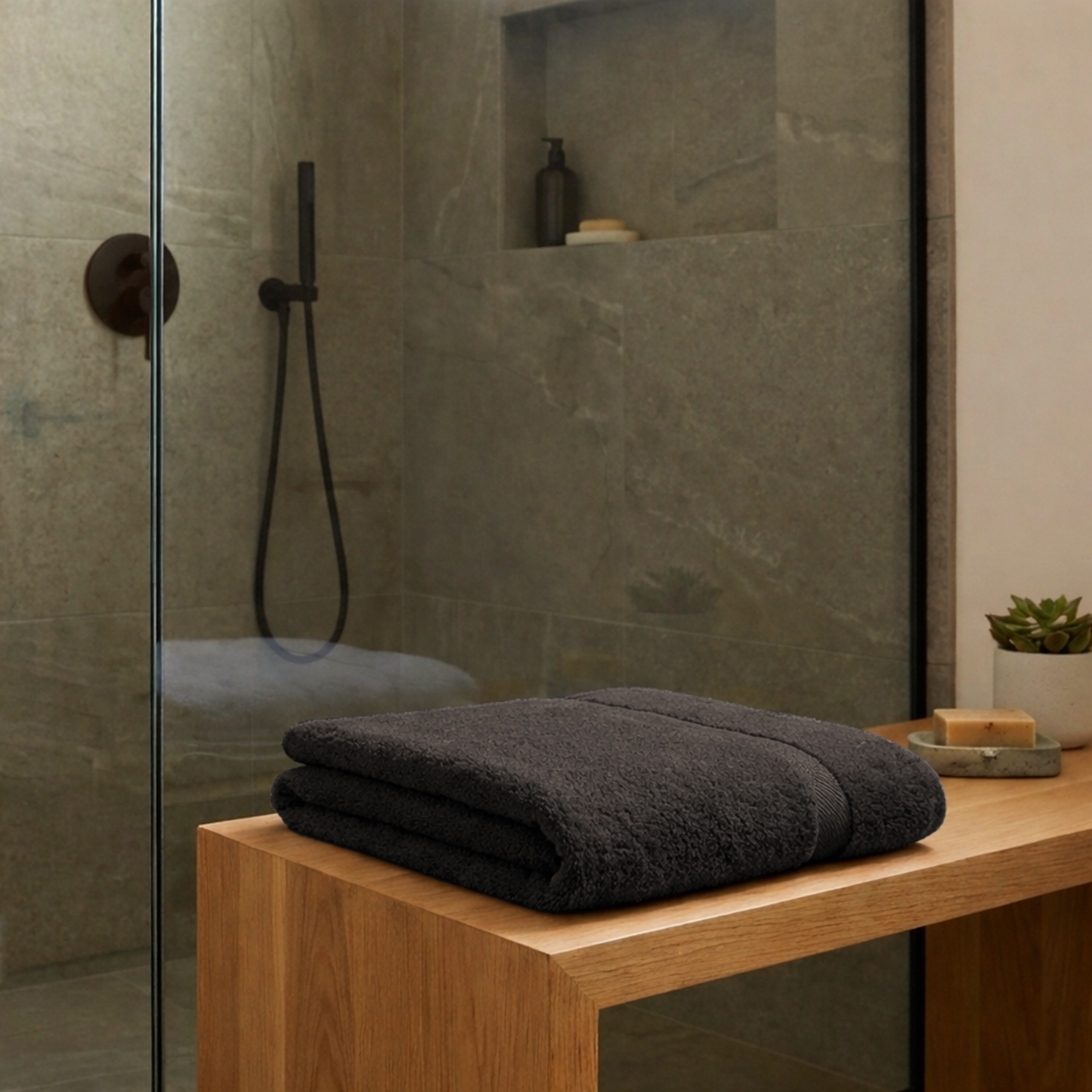 Frotinis rankšluostis 100X180 Bambukas 600 gsm tamsiai pilkas