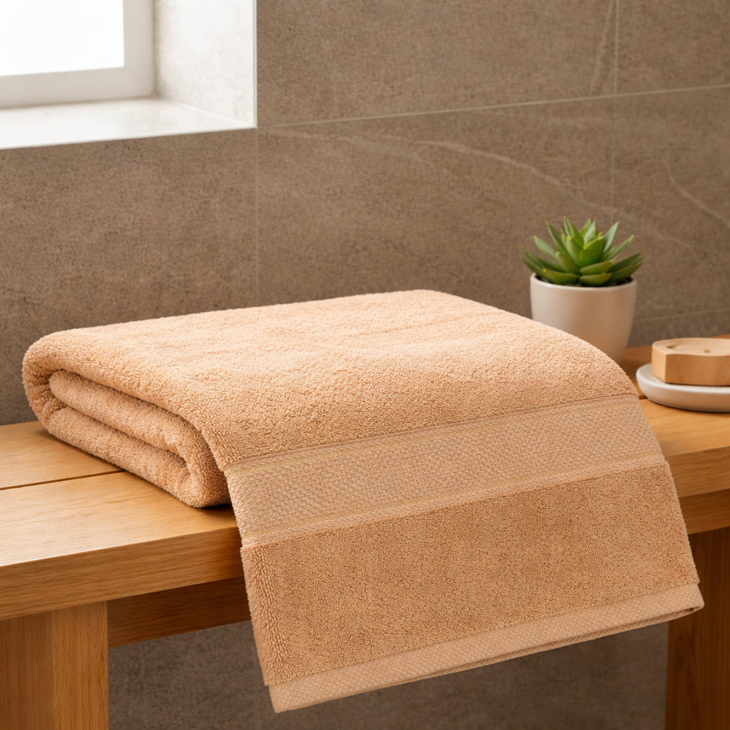 TERRY TOWEL 100X150 100% COTTON GSM 600 BEIGE